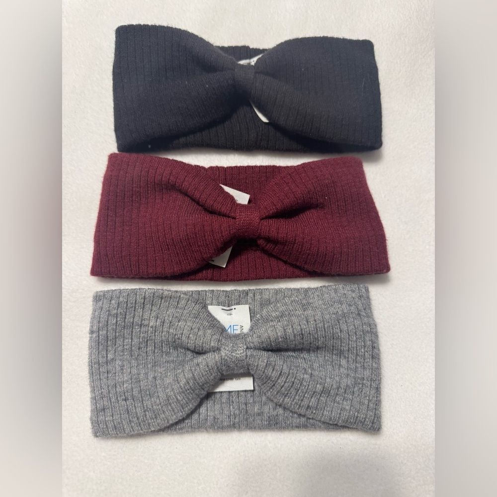 Time and Tru headbands 3 pack Gray Burgundy and Black. One Size